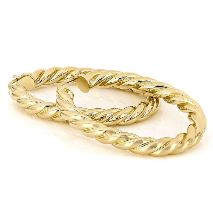 2 Inch Twisted Hoop Earrings In 18K Gold Over Bronze