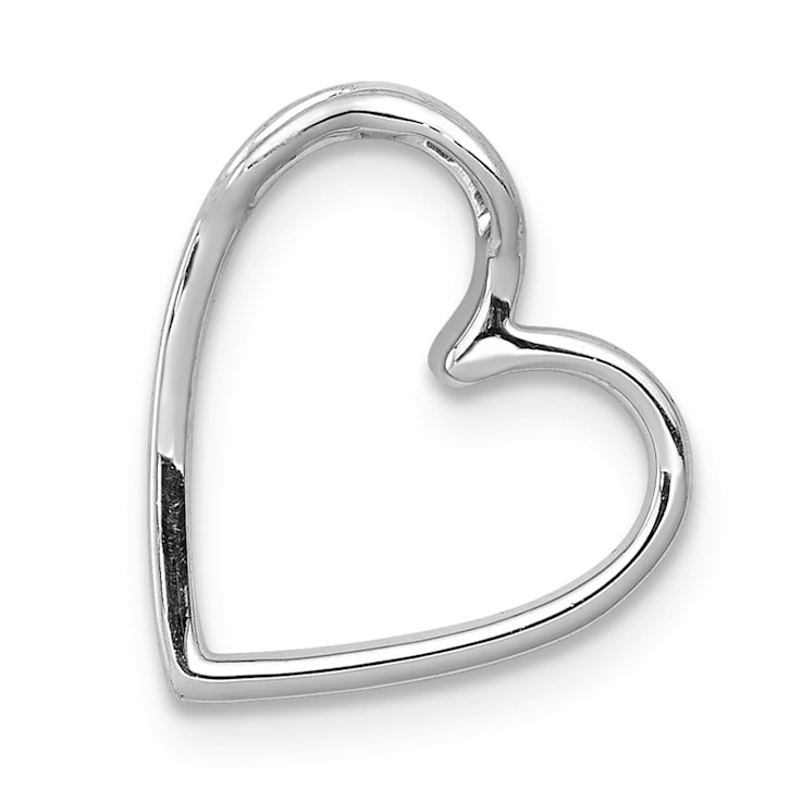 Rhodium Over 14k White Gold Diamond Vintage Heart Chain Slide Pendant