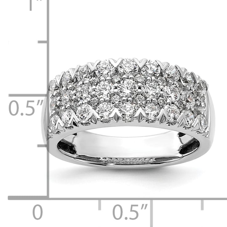 Rhodium Over 14K White Gold Pave Diamond Wedding Band 1.59ctw