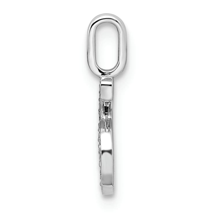Rhodium Over 14k White Gold Diamond Number 6 Pendant