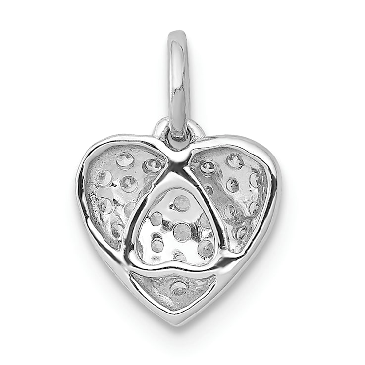 Rhodium Over 14k White Gold Diamond Heart Pendant