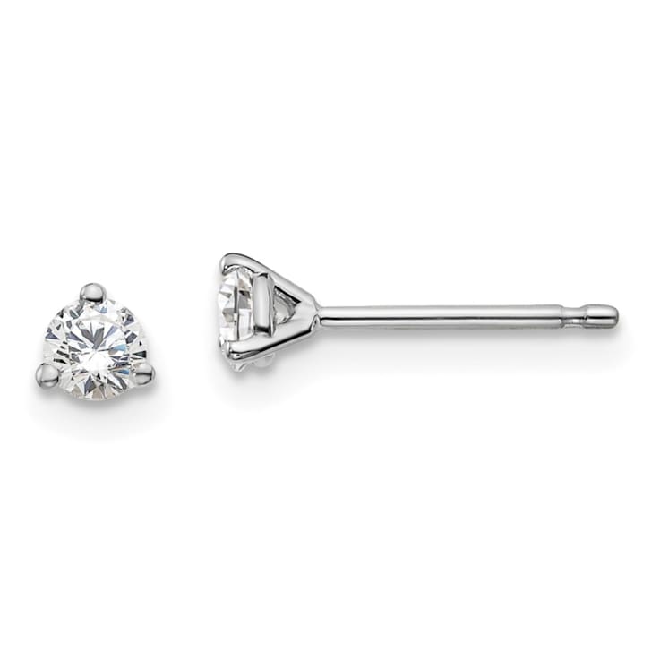 14K White Gold Lab Grown Diamond 1/4ctw Certified VS/SI GH 3-Prong Earrings