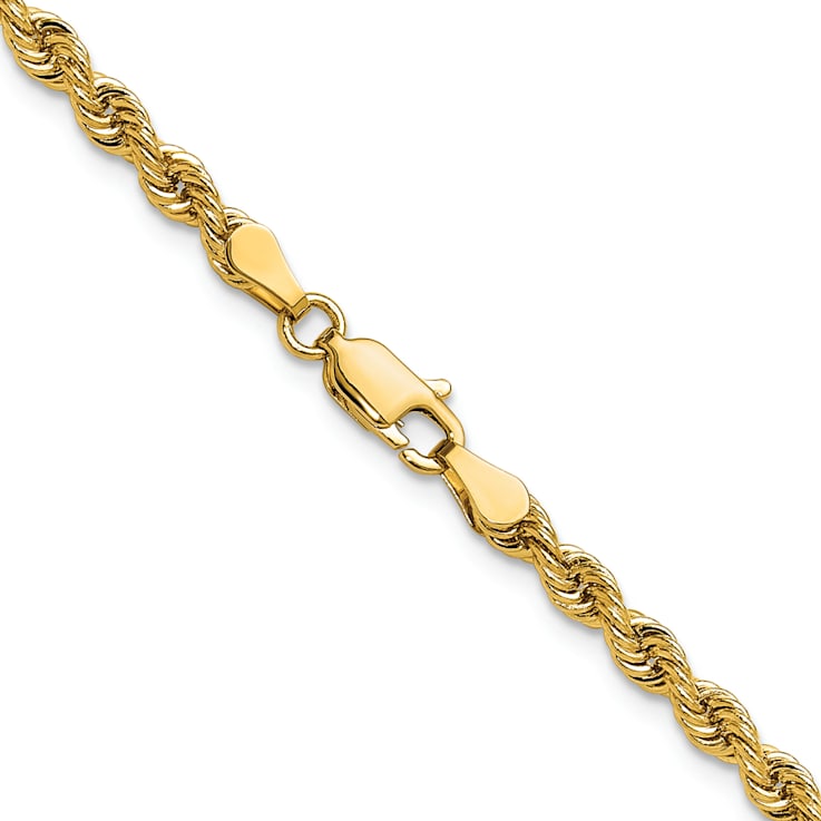 14k Yellow Gold 3.3mm Solid Rope 20 Inch Chain