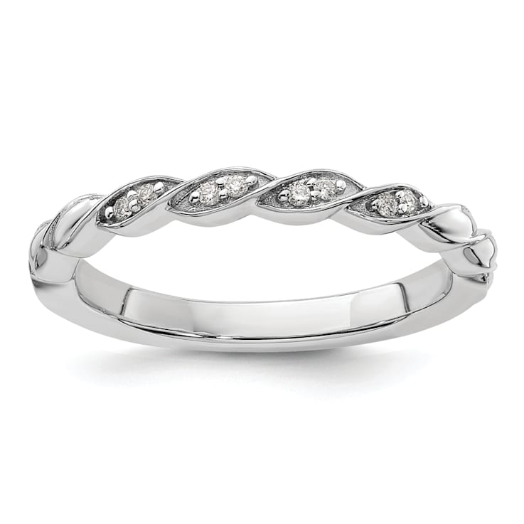 14K White Gold Stackable Expressions Diamond Twist Ring 0.04ctw