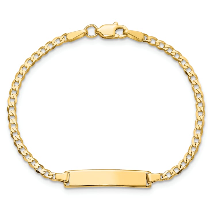 14k Yellow Gold Flat Curb Link ID Bracelet