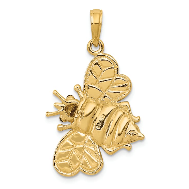 14k Yellow Gold Enameled 3D Multi-color Enamel Bumblebee Pendant
