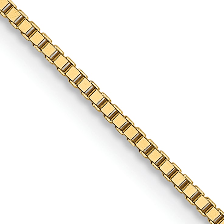 18K Yellow Gold 0.9mm Solid Box 24 Inch Chain