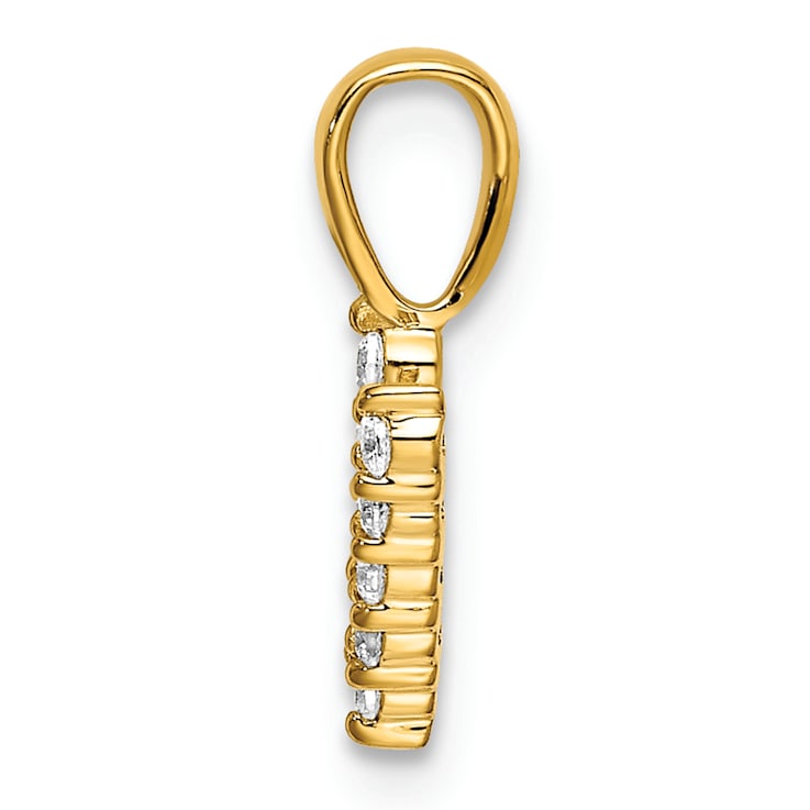 14K Yellow Gold Lab Grown Diamond Letter V Initial Pendant