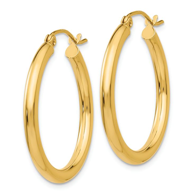 14k Yellow Gold Polished 1" Tube Hoop Earrings