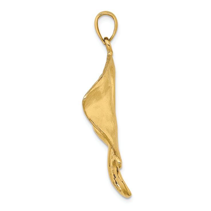 14k Yellow Gold Polished and Textured Stingray Charm