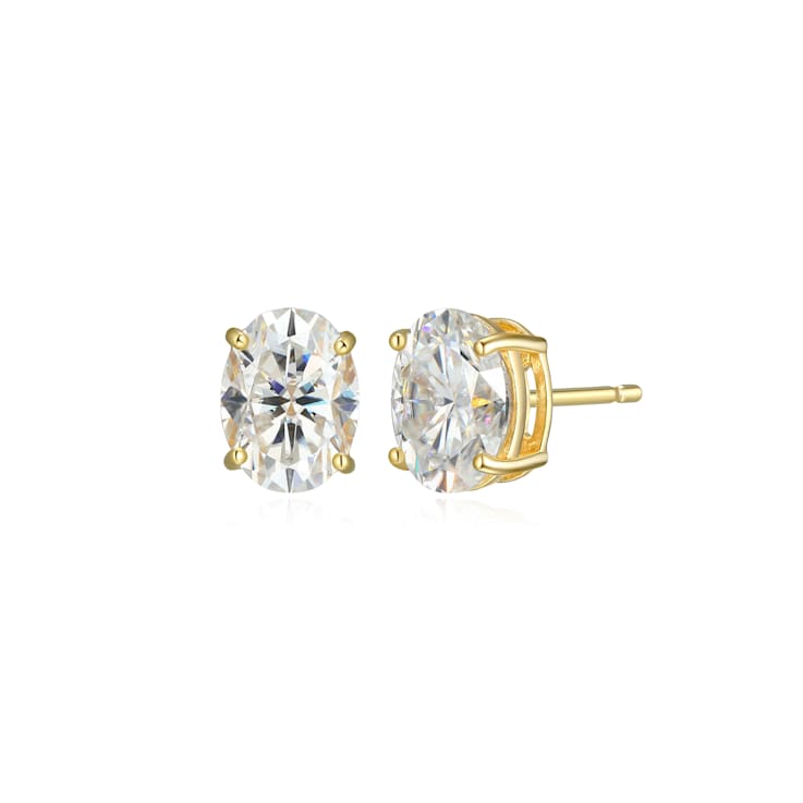 Oval Moissanite 14k Yellow Gold Over Silver Stud Earrings 3.00ctw DEW