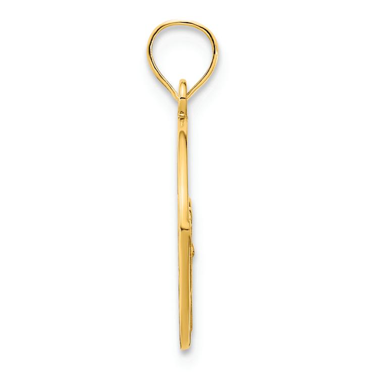 14k Yellow Gold Epoxy Butterfly Pendant