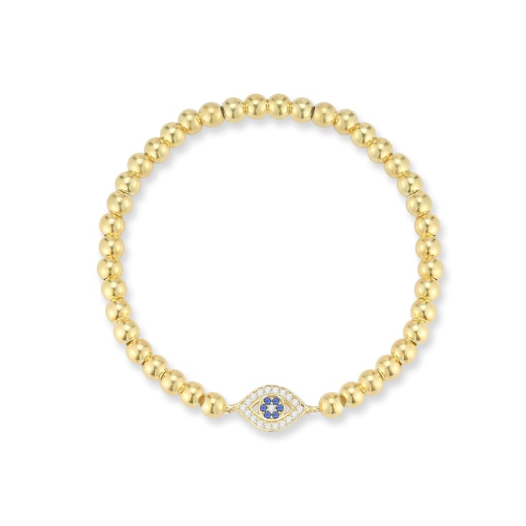 Sterling Statements 14K Yellow Gold Over Sterling Silver CZ Evil Eye
Ball Stretch Bracelet