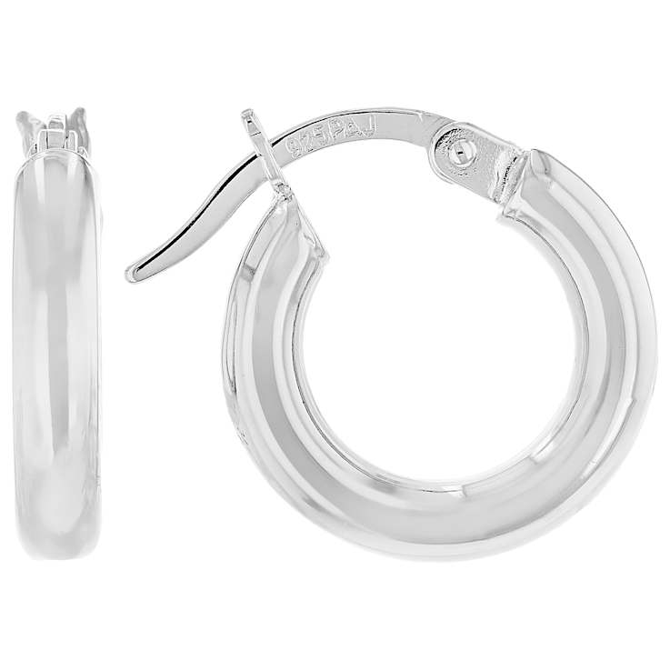 Polished Hoop Earrings In Sterling Silver 0.65 Inch