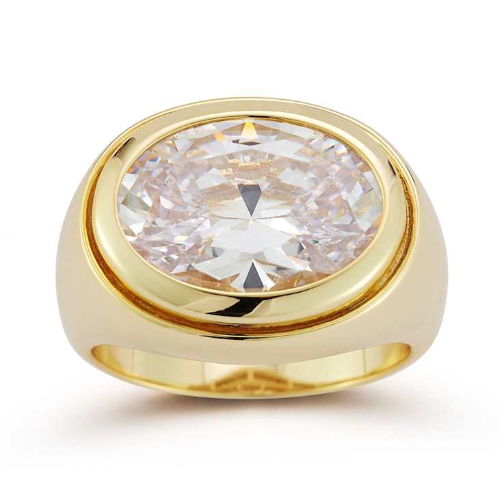 Rachel Zoe CZ Bold Dome Ring in 14K Gold Over Sterling Silver