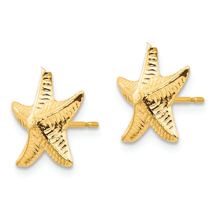 14K Yellow Gold Starfish Post Earrings