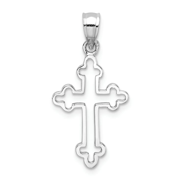 Rhodium Over 14k White Gold Polished Reversible Cross Pendant