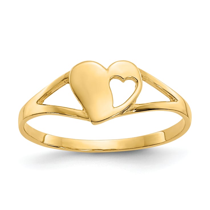 14K Yellow Gold Heart Baby Ring