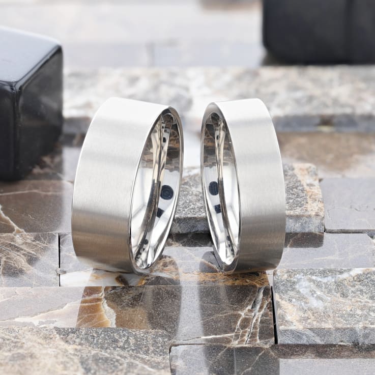 SOLAR Flat Profile Brushed Finish Men’s Titanium Wedding Band 8mm