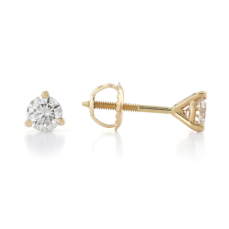 Certified White Lab-Grown Diamond H-I SI 14k Yellow Gold Martini Stud
Earrings 0.75ctw