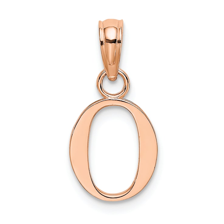 14k Rose Gold Polished Block Letter O Initial Pendant