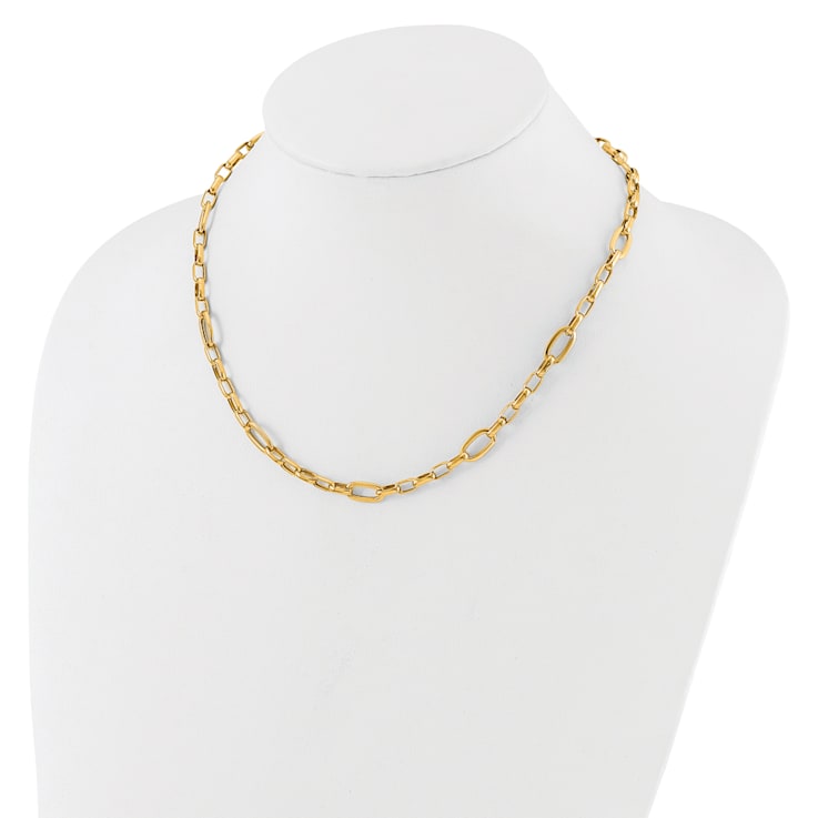 14K Yellow Gold Polished Fancy Cable Link Necklace