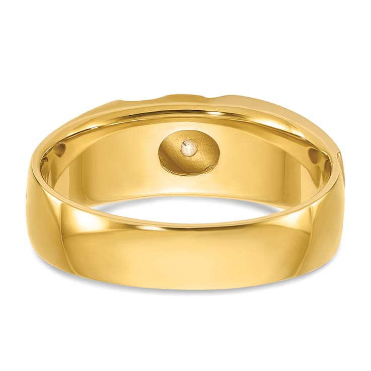 10K Two-tone Yellow and White Gold Men's Polished and Satin Grooved
3-Stone A Diamond Ring 0.15ctw