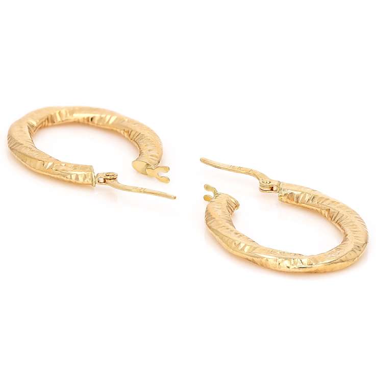 Twisted Oval Hoop Earrings In 14K Gold