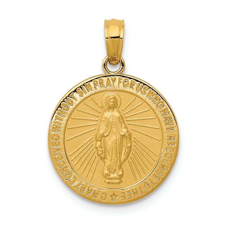 14K Yellow Gold Miraculous Medal Pendant