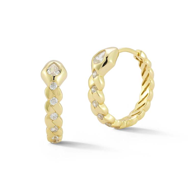 Sterling Statements 14K Yellow Gold Over Sterling Silver Cubic Zirconia
Snake Hoop Earrings