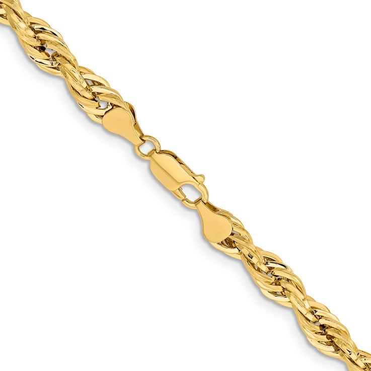 14k Yellow Gold 7mm Rope Link 22 Inch Chain