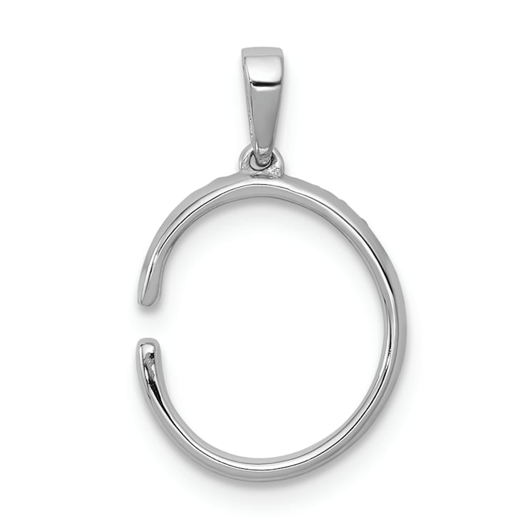 Rhodium Over 14K White Gold Diamond Letter C Initial Pendant