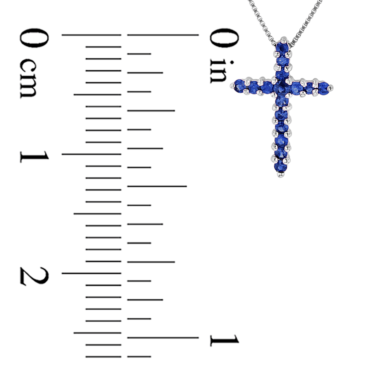 0.32ctw Sapphire Cross Pendant in 14k White Gold