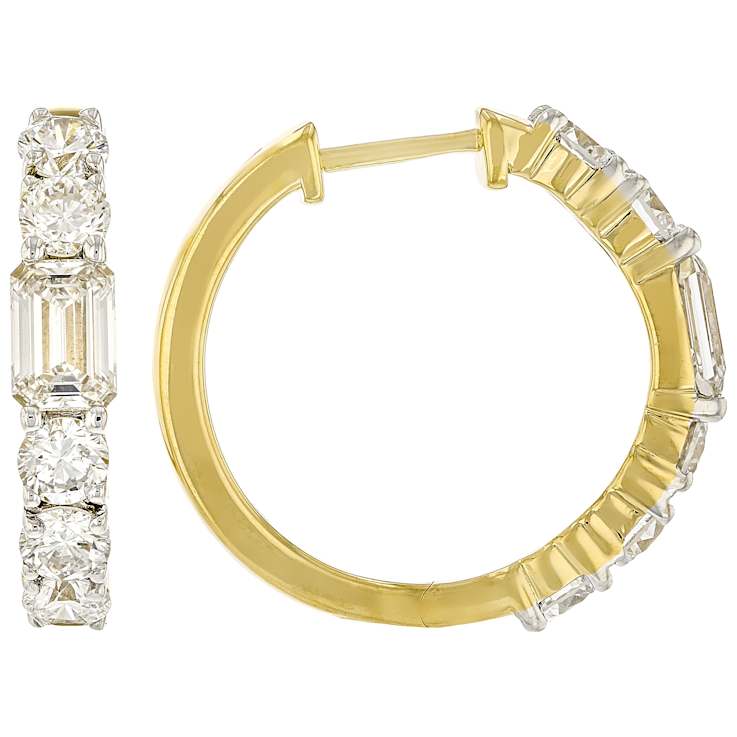 Lab-Grown Diamond Round And Emerald-Cut Ring 2.75ctw In 14K Gold Over
Sterling Silver