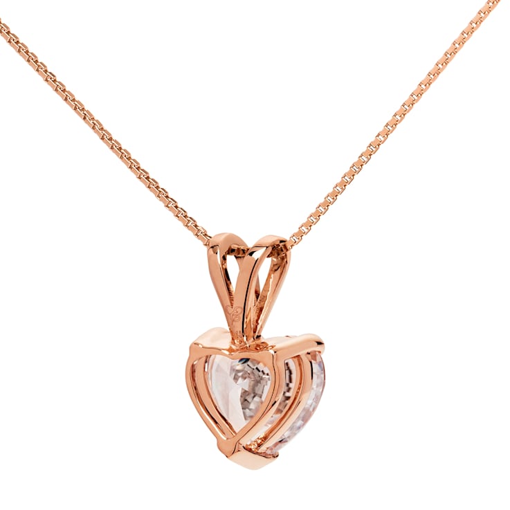 White Cubic Zirconia 14k Rose Gold Pendant With Chain 2.00ctw