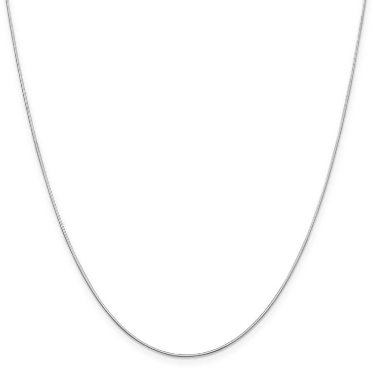 Rhodium Over 14k White Gold 0.6mm Solid Octagonal Snake 20 Inch Chain