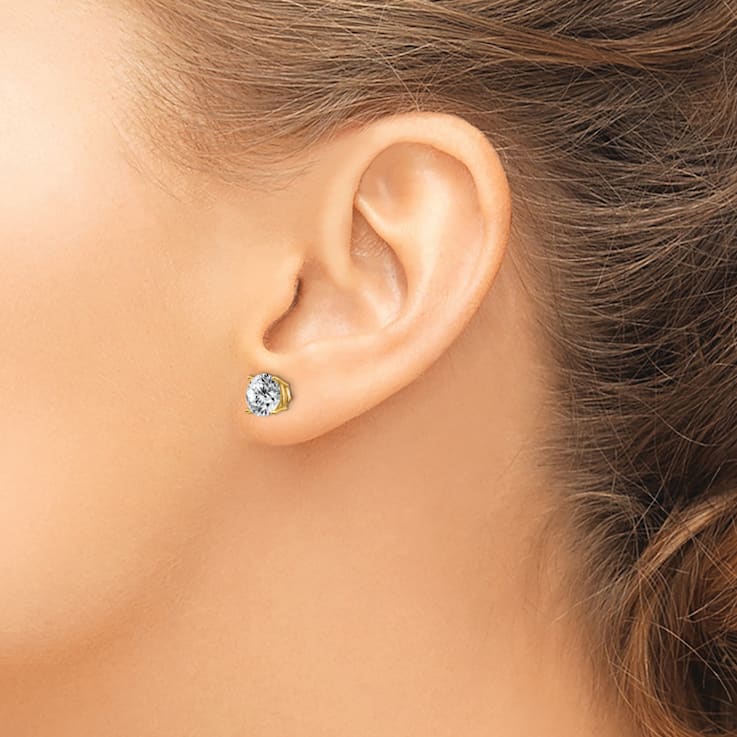 14K Yellow Gold 2.5ct. 7.0mm Round J-K Color Moissanite Earrings