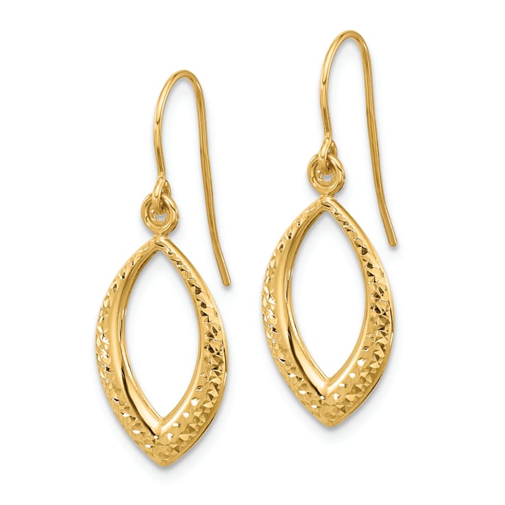 14k Yellow Gold Diamond-Cut Dangle Earrings