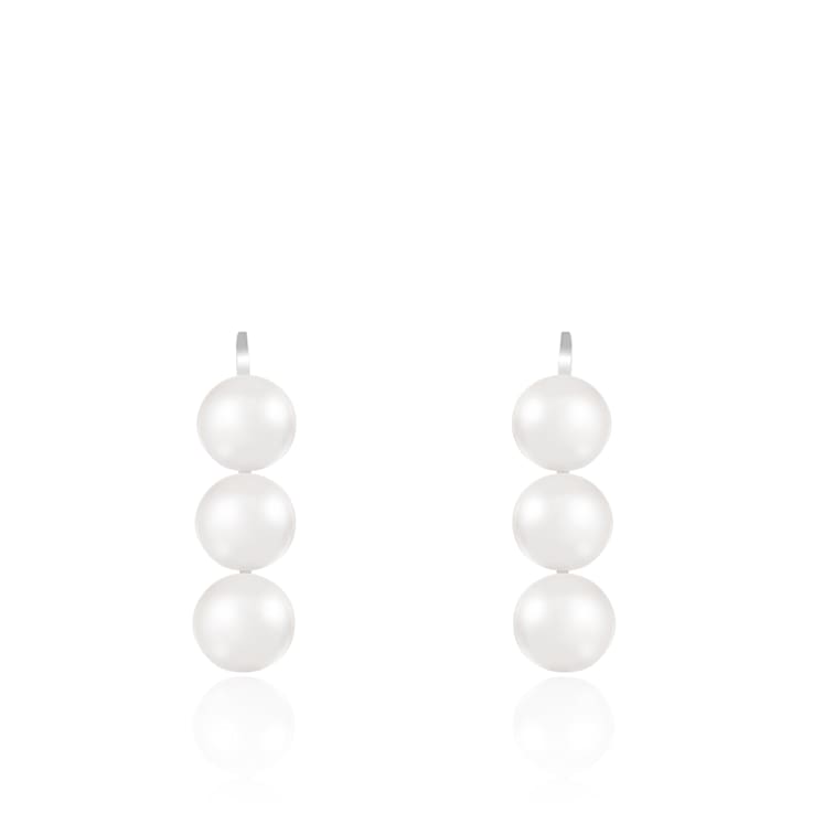 4.5-5mm White Cultured Freshwater Pearl Rhodium Over Sterling Silver Earrings