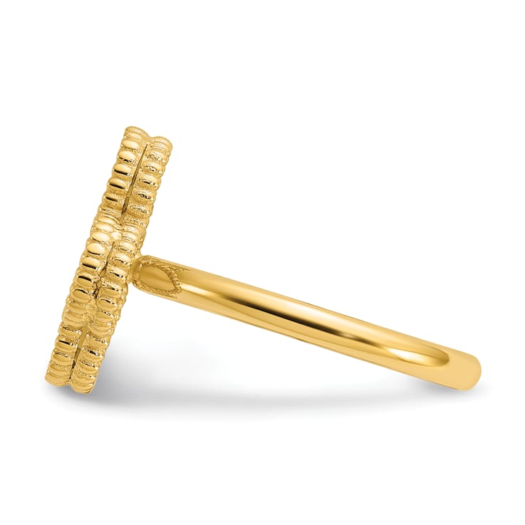 14K Yellow Gold Mother of Pearl Flower Ring