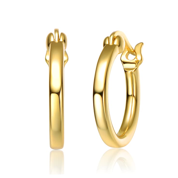 Polished Hoop Earrings In 14K Gold Over Sterling Silver