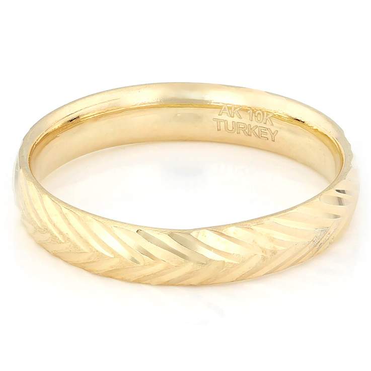 Chevron Diamond Cut Band Ring In 10K Yellow Gold