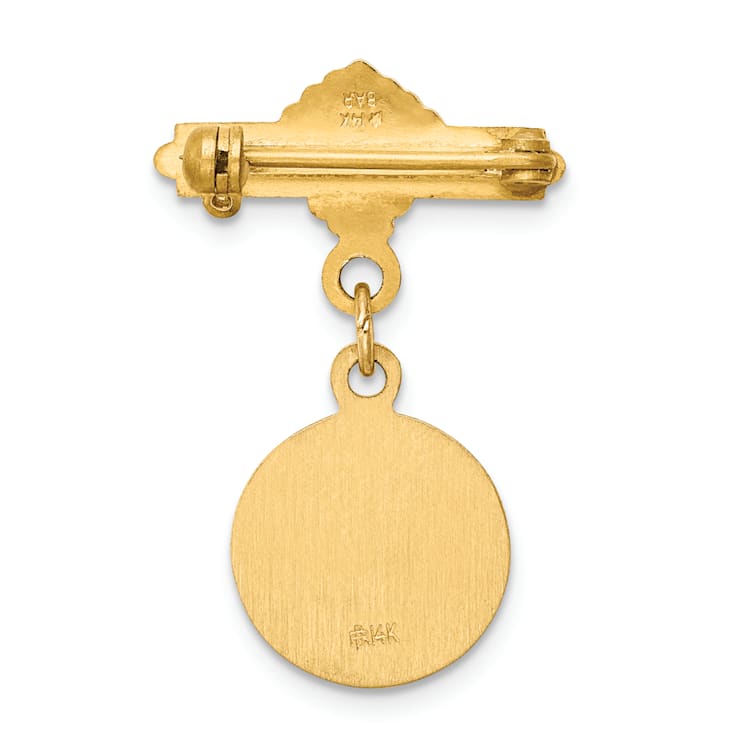 14k Yellow Gold Satin Saint Lucy Medal Pin