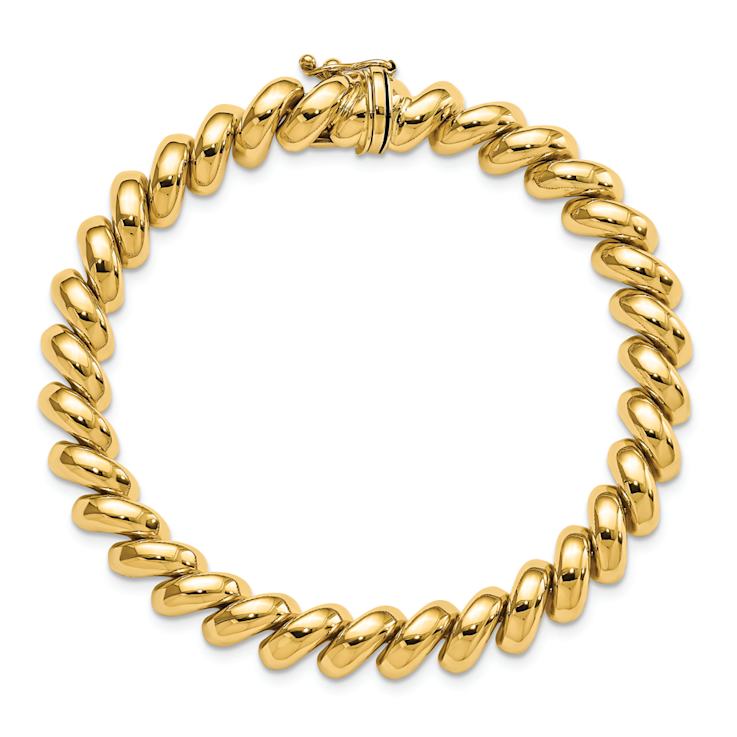 10k Yellow Gold 8mm San Marco Link 7 Inch Bracelet
