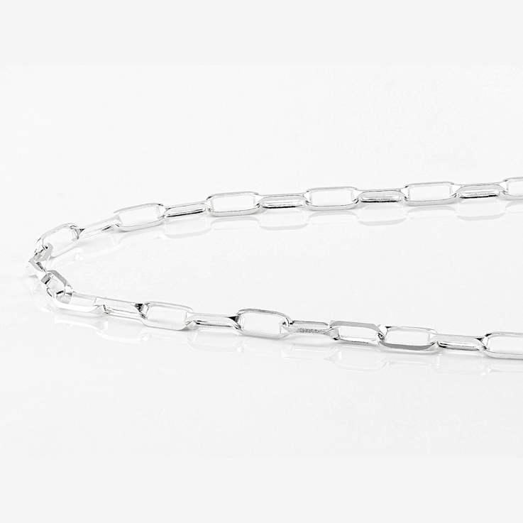Elongated Paperclip LInk ChaIn Necklace In Sterling Silver 20"