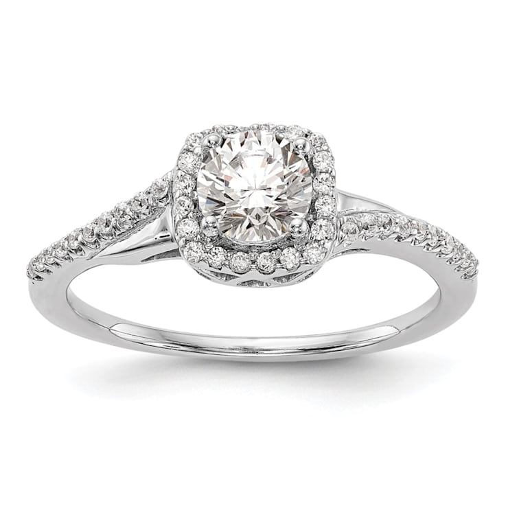 Rhodium Over 14K White Gold Lab Grown Diamond Complete Cushion Halo
Engagement Ring 0.70ctw