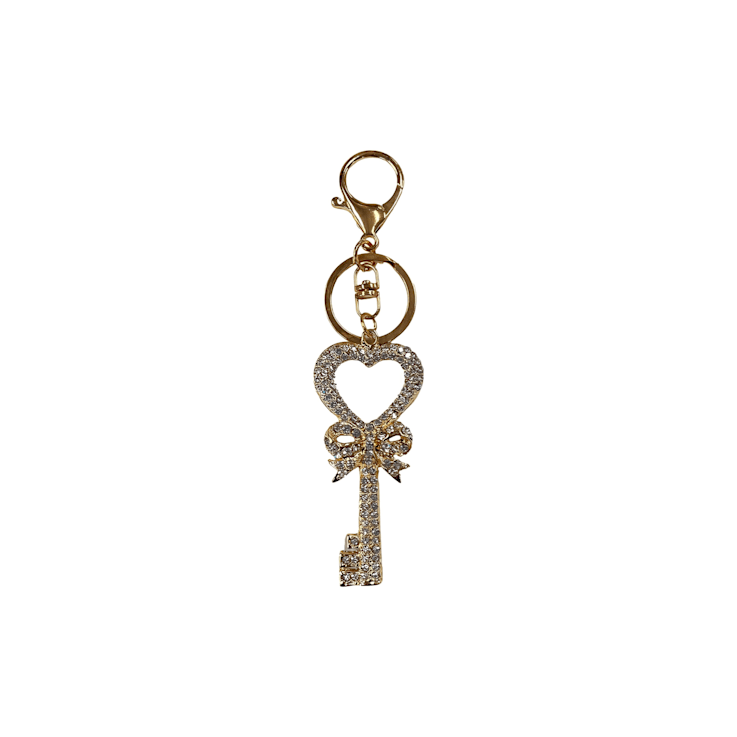 Gold Tone Clear Crystal Key Chain
