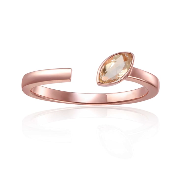 Yellow Citrine 14K Rose Gold Over Sterling Silver Open Design Ring Split
Shank Ring