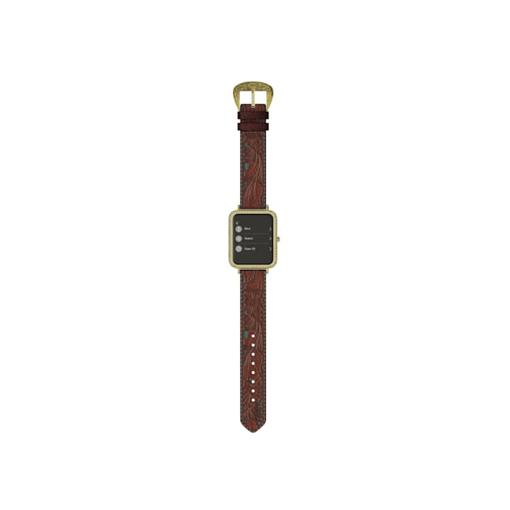 Wrangler Smart Watch Square Antique Gold Tone with Teal Brown Floral
Pattern Strap