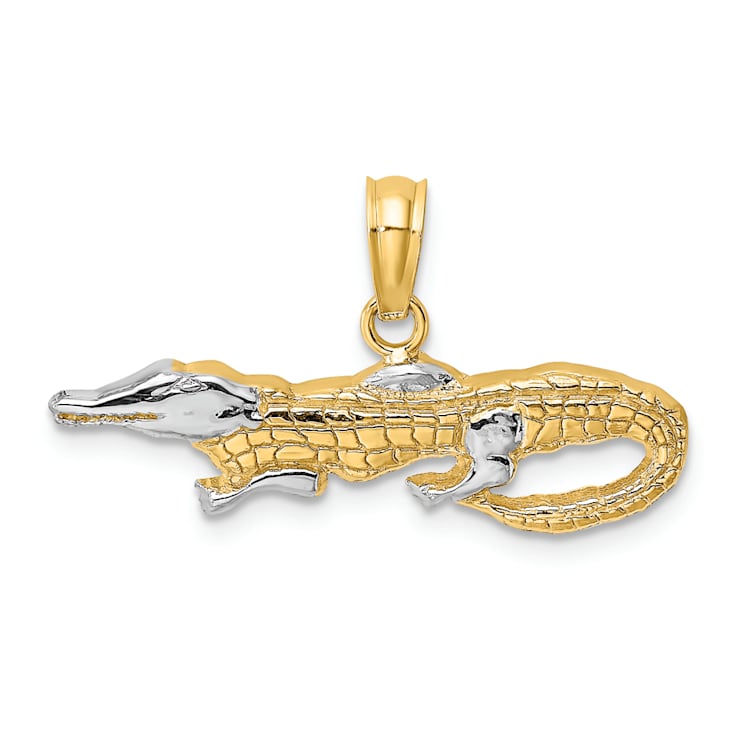 14k Two-tone Gold 2D Textured Alligator Charm